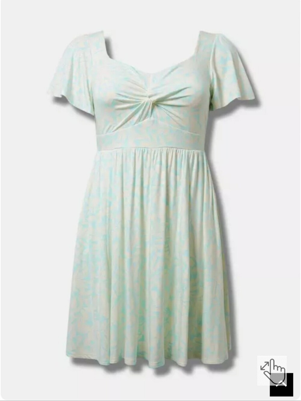 Torrid Mint Blue Floral Twist-Front Flutter Sleeve Dress